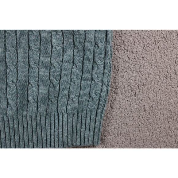 LL Bean Sweater Mens XL Green Wool Blend Cable Knit Fisherman Vintage Hong Kong - Picture 4 of 6